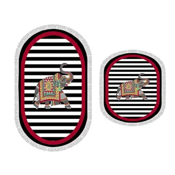 

Oval Fringed 2'li Bath Mat Pad Elephant Red