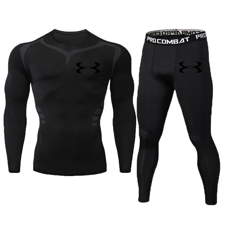 24 часа, мужской спортивный костюм для бега, компрессионная футболка+ штаны, облегающая одежда с длинными рукавами для ММА, тренировочная одежда для спортзала, йоги - Цвет: 20