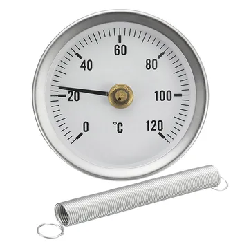 

63MM 0-120 Centigrade Clip-On Pipe Dial Thermometer Metal Temperature Temp Gauge With Spring WXV Sale
