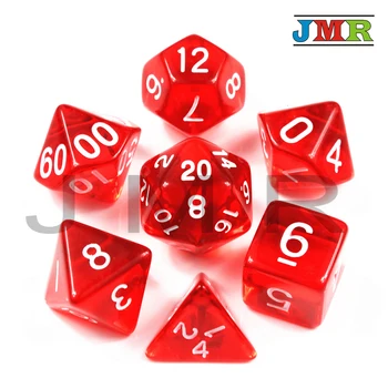 

Transparent 7pcDie Set with Candy Effect Poker Game Dice Red color D&d D4,d6,d8,d10,d12,d20 Portable Dice,For Rpg Dnd Board Game