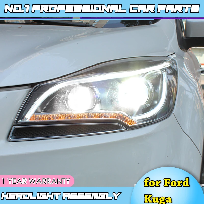 Автомобильный Стайлинг для Hoofd лампы voor Ford Kuga koplampen 2013 Escape led drl H7 hid Bi-Xenon dubbele объектив dimlicht
