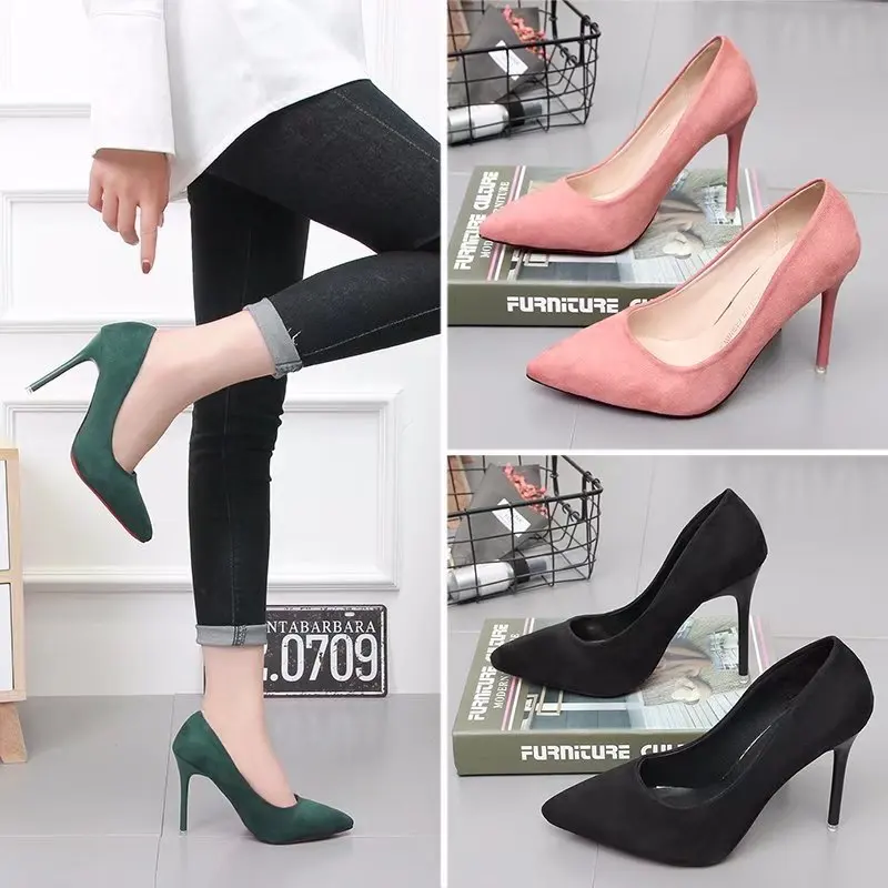

2018 Spring And Autumn New Style Shoes Women's Fashion Women's Pointed-Toe Low-Cut High Heel Shoes Thin Heeled WOMEN'S Shoes