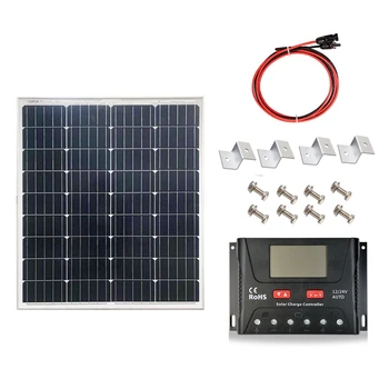 

TAX Free In EU Solar Panel Kit 100W Solar Charge Controller 12v/24V 10A PWM Z Bracket Caravan Car Camping Motorhomes Boat Phone