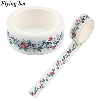 

Flyingbee 15mmX5m fashion flower Washi-Tape Decorated Scrapbooking Sticker Paper Washi Tape DIY Adhesive Tapes X1072