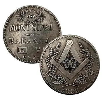 

20pcs/lot Vintage Antique Silver Masonic Freemason Commemorative Coin Masonic Sky Eye Free Mason Jewelry Accessory Wholesale