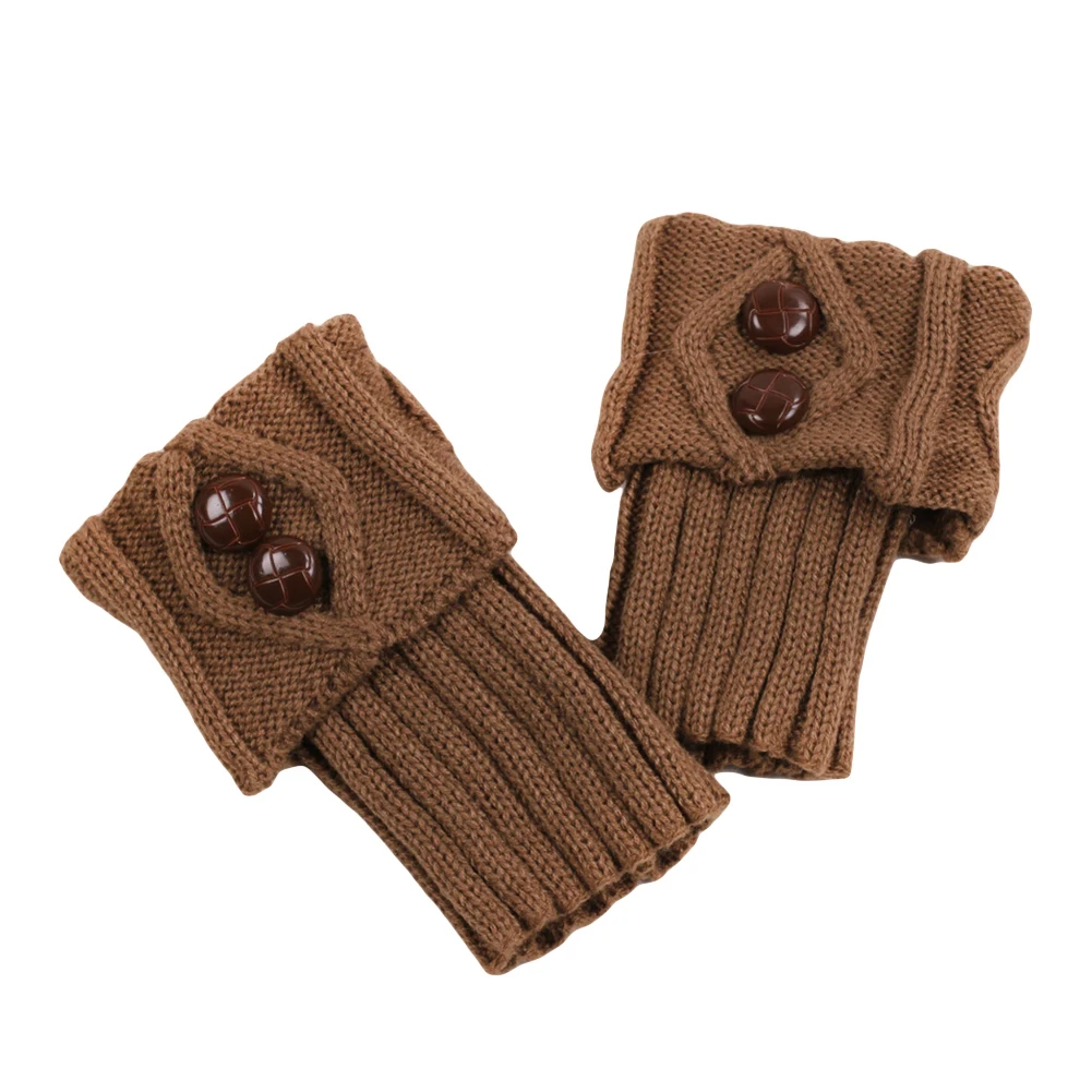 1 Pair Women Warm Solid Color Crochet Knit Button Leg Warmers Boot Socks Toppers Cuffs Calcetines Mujer Polainas гетры женские