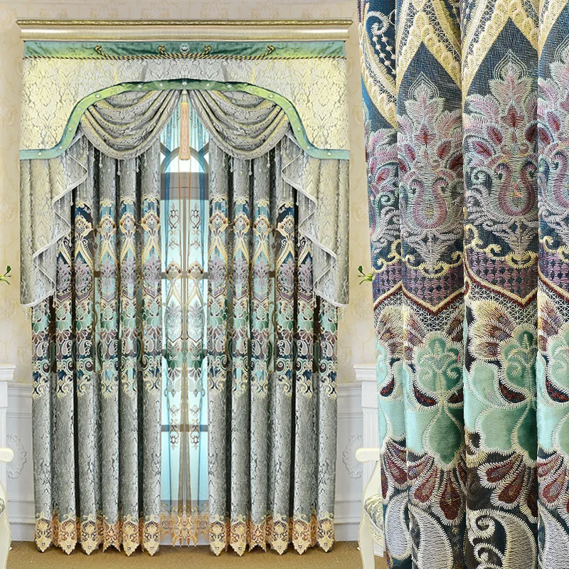 Европейский роскошный серый занавес водорастворимый вышитый занавес для спальни гостиной виллы оконные шторы Золотое кружево Тюль M1204