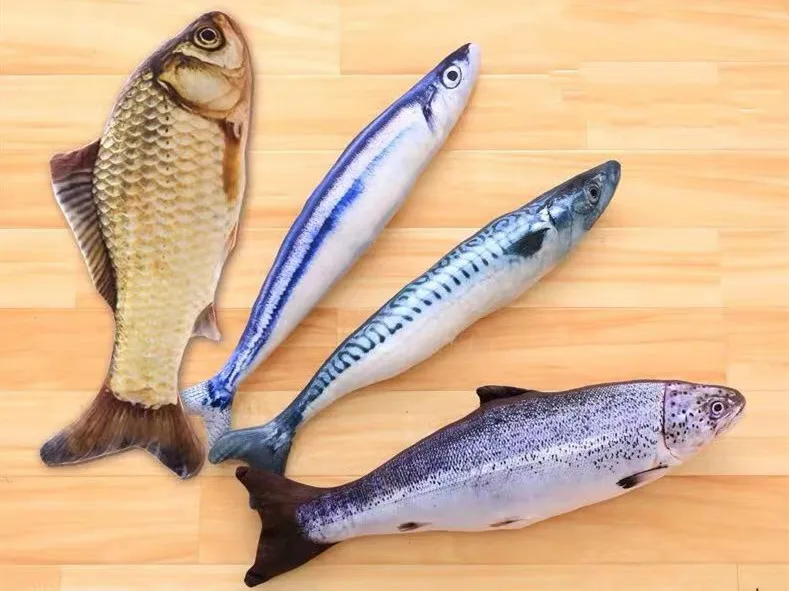 

Pack Catnip Toys for Cats Fish Toys Simulation Plush Fish Shape Toy Doll Interactive Pets Pillow Chew Bite Kick for Cat