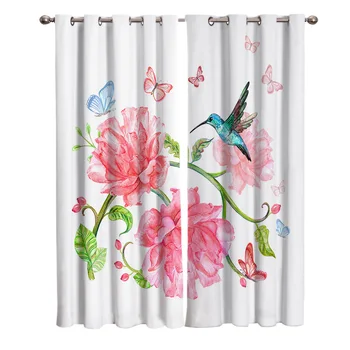 

Flowers Bird Butterfly Plant Printing Curtains Living Room Bedroom Home Decoration Suitable for Adult Children Window Curtain