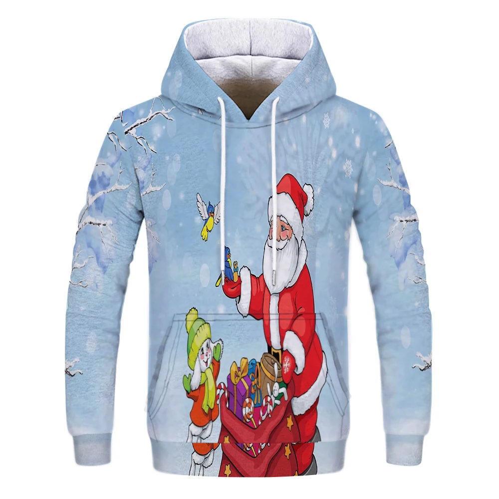 

Sudadera de poliйster Casual para mujeres y hombres con capucha y sudaderas de Feliz Navidad Otoсo e Invierno 2019