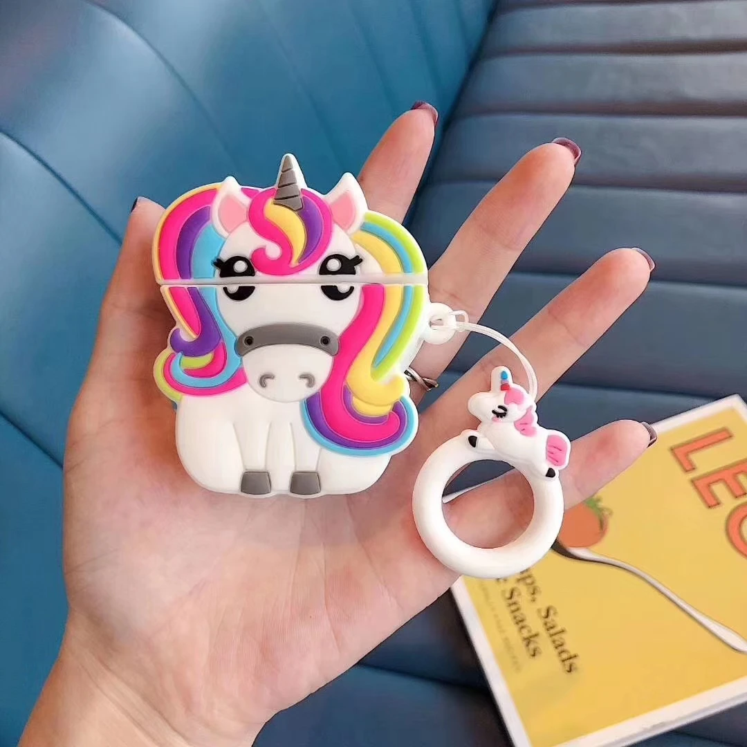Силиконовый чехол для наушников Apple Airpods с милым единорогом, чехол для наушников, Модный чехол для наушников, чехол для наушников, портативный чехол для наушников Airpod