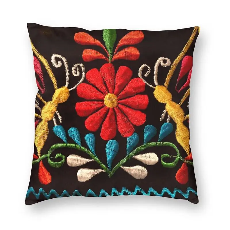 

Mexican Butterflies And Flower Pattern Cushion Cover 40x40 Home Decor Print Otomi Embroidery Throw Pillow Case for Living Room