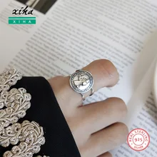 925-Sterling-Silver Rings Jewelry Open Portrait Elizabeth Retro Vintage Women Adjustable