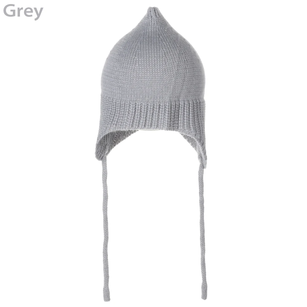 grey Милые вязаные шапки для малышей; зимние теплые хлопковые шапки; шапки для новорожденных; шапочки для маленьких девочек; аксессуары для малышей - Цвет: grey