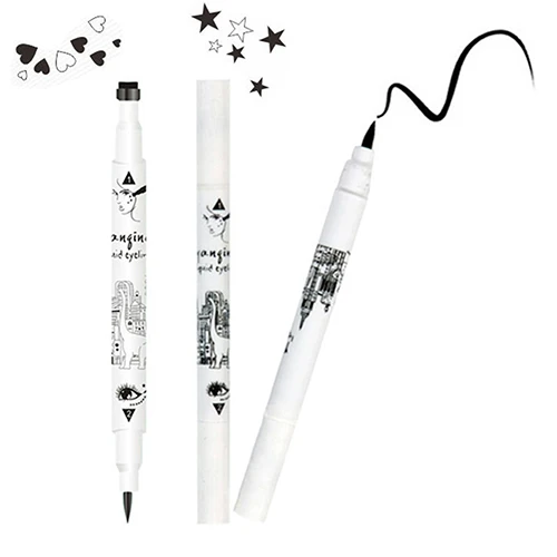 Makeup Long Lasting Double Sides Star Heart Tattoo Stamp Liquid Eyeliner Pencil Convenient to carry and great for professional