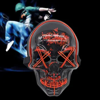 

EL Mask Halloween Party Masque Masquerade Masks Party Fluorescent Fake Luminous Bar Club PVC Mask Glow In The Dark