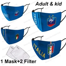 Adulto criança frança italia reutilizável máscara facial com 5 dobras pm2.5 filtro protetor de futebol anti poeira higiene equipe de futebol máscaras boca
