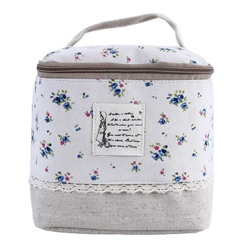 

2020 New Cotton Linen Floral Dot Cosmetic Bag Women Makeup Case Travel Organizer Hand-held Toiletry Bag Zipper Beauty Case