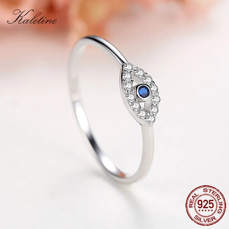 Kaletine, 925 пробы, серебряное, сглаза, кольца для женщин, на удачу, голубой камень, CZ, роскошный бренд, кольцо, Турция, свадебные украшения, KLTR156