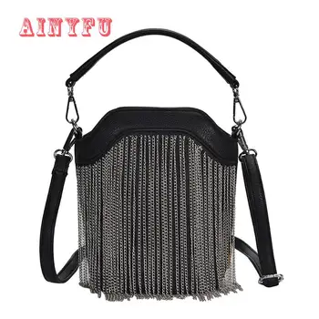 

Ainyfu 2019 Tassel Bucket Bag Mini Pu Leather Shoulder Messenger Bag Mobile Phone Bag Small Crossbody Bags For Women B601