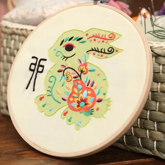 rabbit 20*20 см китайский стиль 3D вышивка Китайский Зодиак Вышивка крестом с рамкой DIY материалы - Цвет: rabbit
