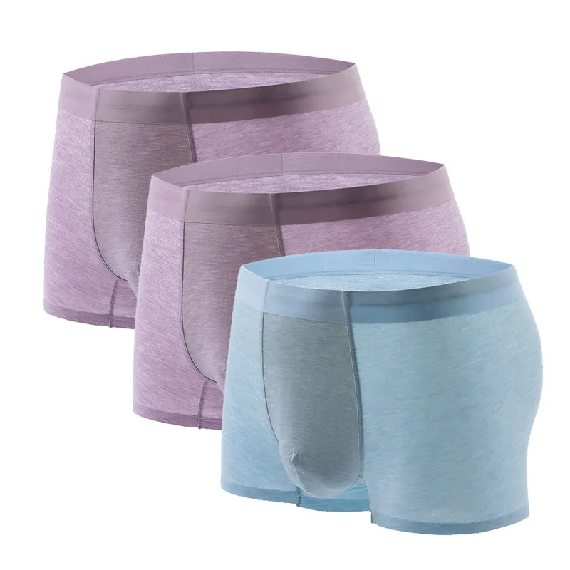 H IYUNYI 3pcs/lot Seamless Underwear Men Boxer Shorts Modal Breathable Underpants penis Pouch Bikini Male Panties Homewar Shorts - Цвет: H