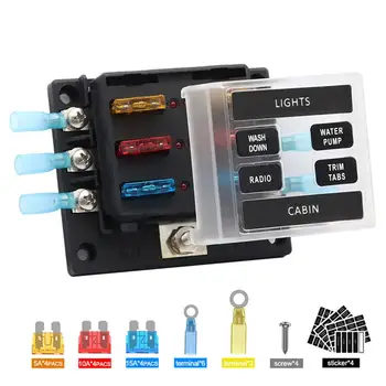 

100A 30A DC 32V 6-way Fuse Box Set With LED Indicator Damp-Proof Protection Fuse Box Car Fuse Fusible Voiture Car Accessories