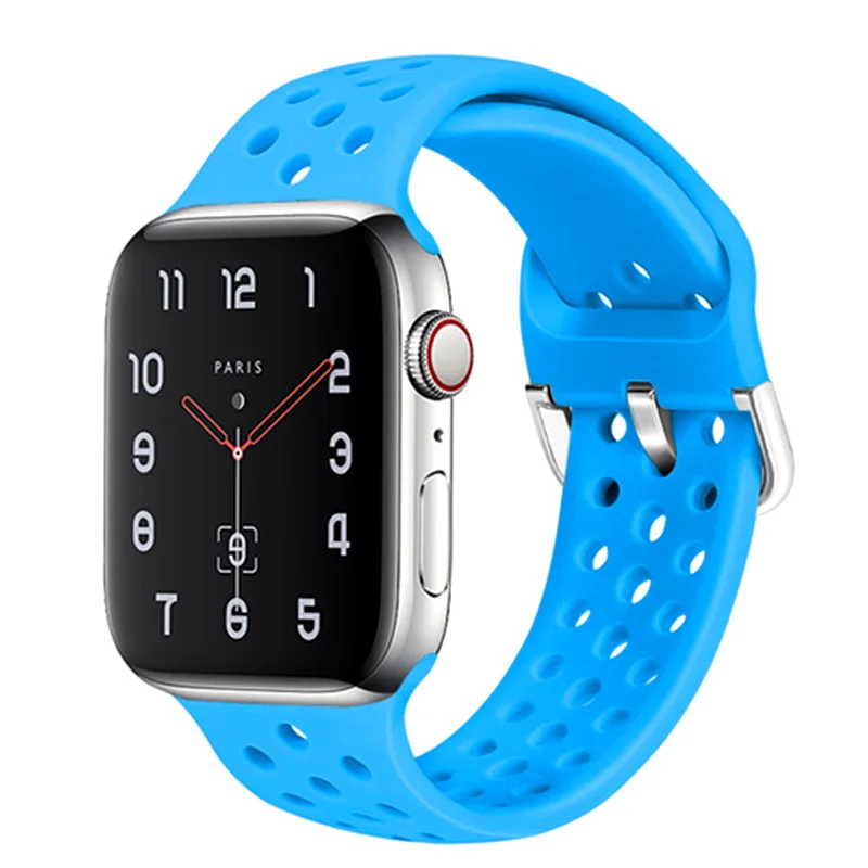 Силиконовый ремешок для Apple Watch band 38 мм 42 мм iWatch 4 band 44 мм 40 мм спортивный дышащий браслет ремешок для Apple watch 4 3 21