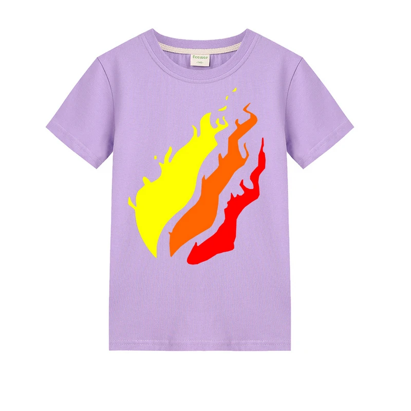 T1034Purple Г. Летняя детская хлопковая футболка с короткими рукавами для мальчиков и девочек с рисунком из мультфильма «несказанная» Детская одежда От 6 до 14 лет - Цвет: T1034Purple