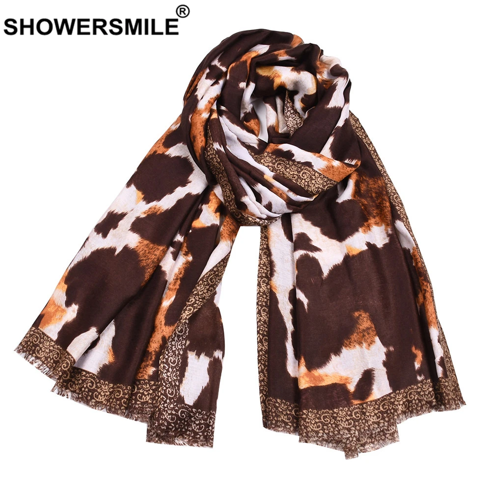 SHOWERSMILE Леопардовый шарф женские хлопковые льняные шарфы для женщин синие красные