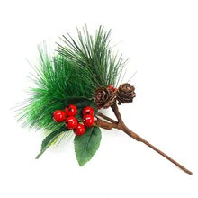 1 шт. искусственная Цветочная Веточка с ягодами мини-елка сосновые иголки, аксессуары для шитья, настольный декор для свадьбы, рождественские украшения
