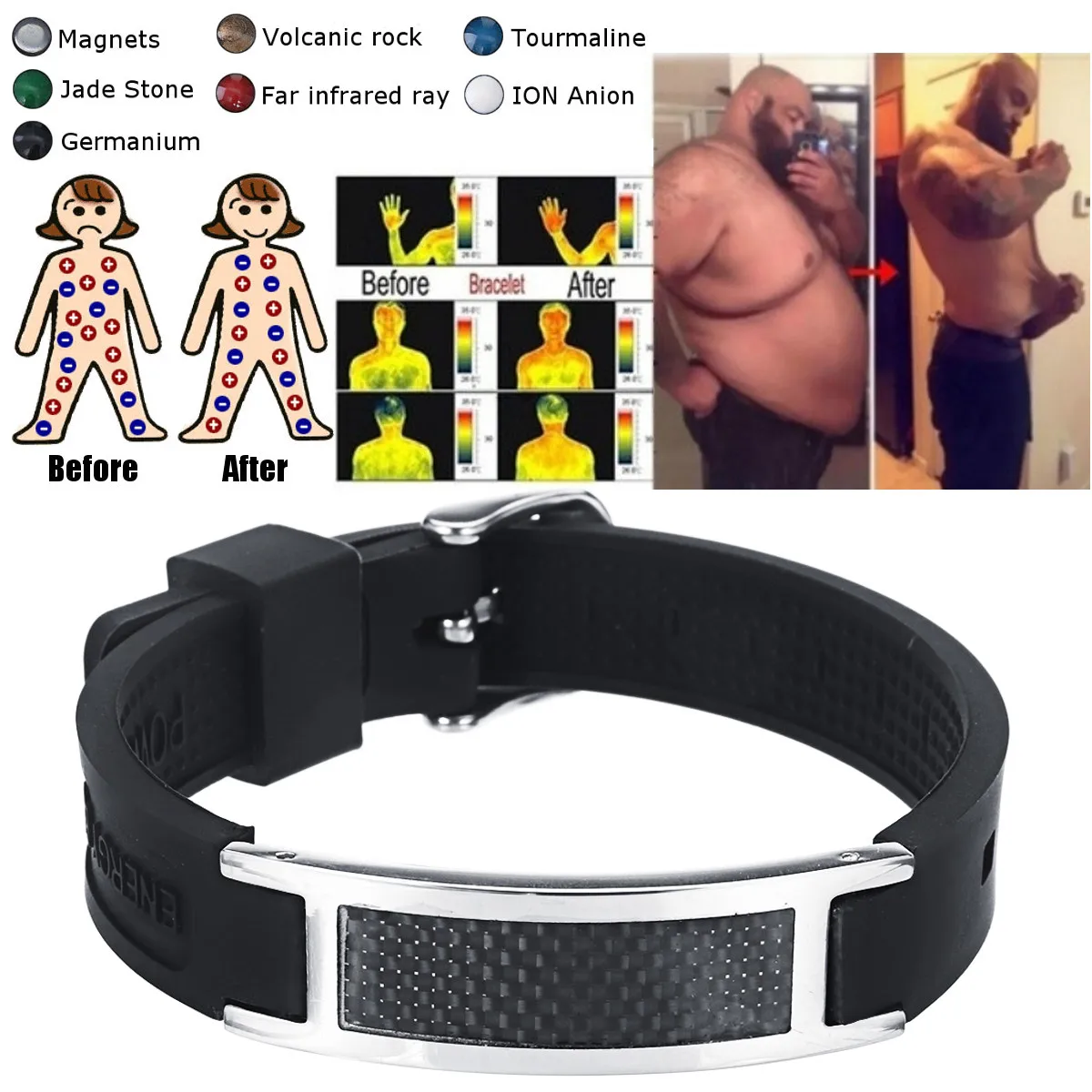 8 In 1 Titanium Energy Armband Bio Energy Bracelet Pain Relief