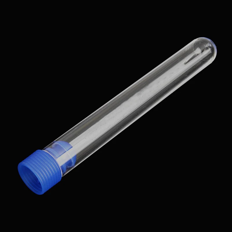 

50 pieces/lot 15*150mm Round Bottom Transpanrent Plastic Test Tube with Cap Packing Plastic Tube