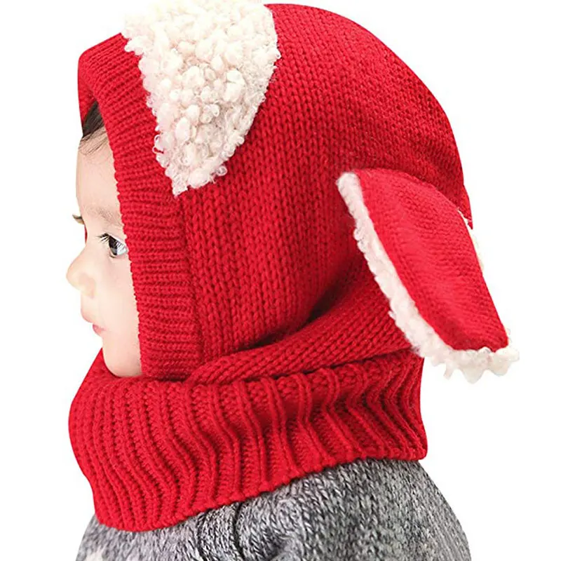 Детские зимние шапки с ушками для девочек и мальчиков; теплые вязаные шапки-бини; комплект с шарфом; детская шапочка; милая вязаная шапка для детей