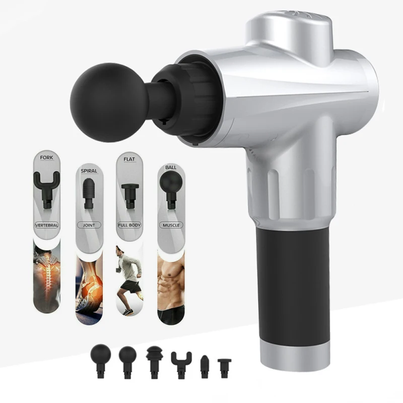 Массажный пистолет глубокий перкуссионный массажер вибрирующий мышечный для