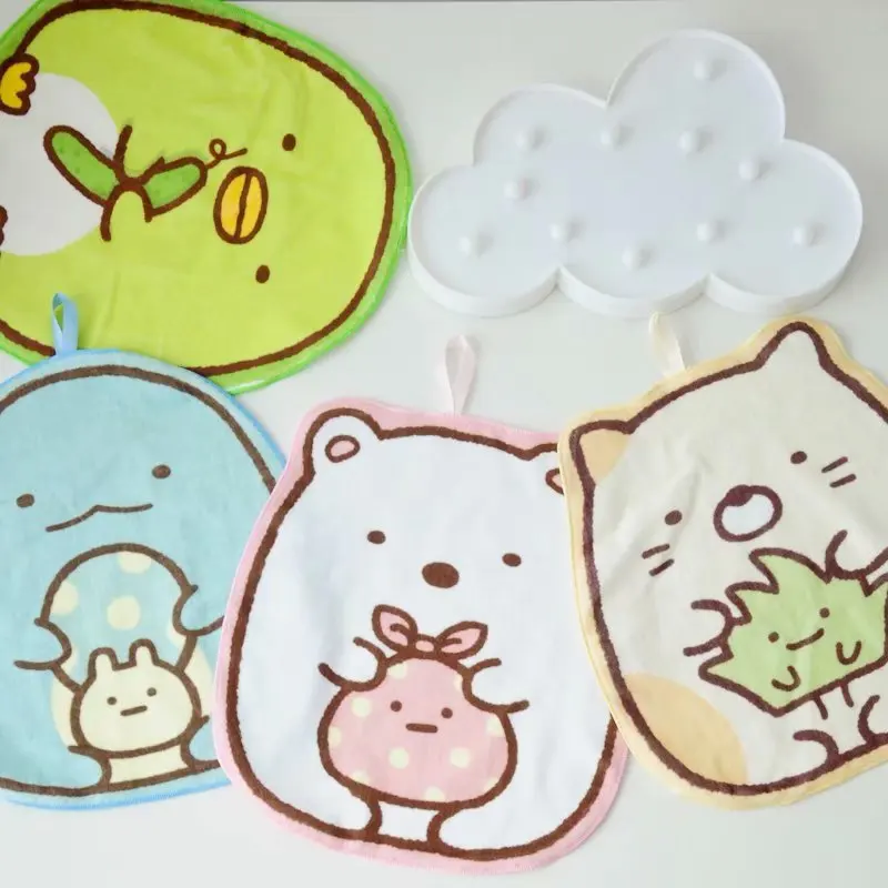 Cartoon Anime Sumikko Gurashi Corner Bio Square Bath Towel Cotton Hangable Hand Dry Soft Kids Handkerchief Face Washcloth | Мать и