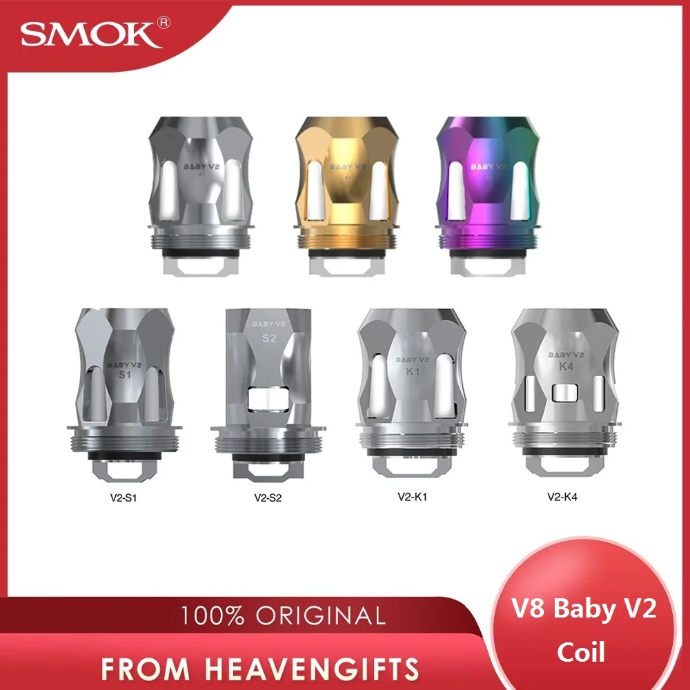 

Original 3pcs SMOK TFV8 Baby V2 Coil for SMOK TFV8 Baby V2 Tank A1 0.17ohm / A2 0.2ohm / A3 0.15 Coil Spare Part