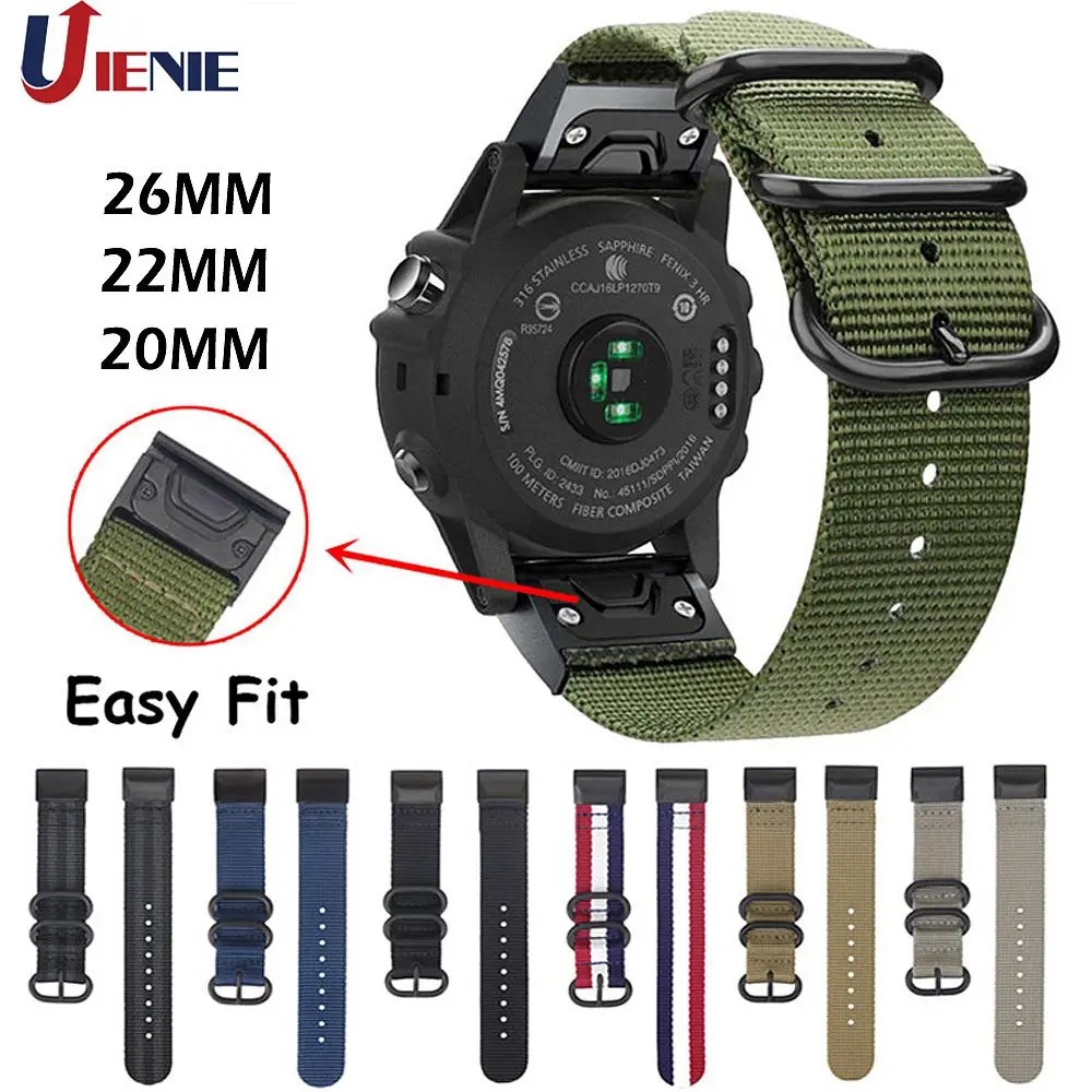 Ремешок для часов 20/22/26 мм нейлоновый ремешок Garmin Fenix 5 5X 935 Plus 6 6s 6x /3 HR/Forerunner умный