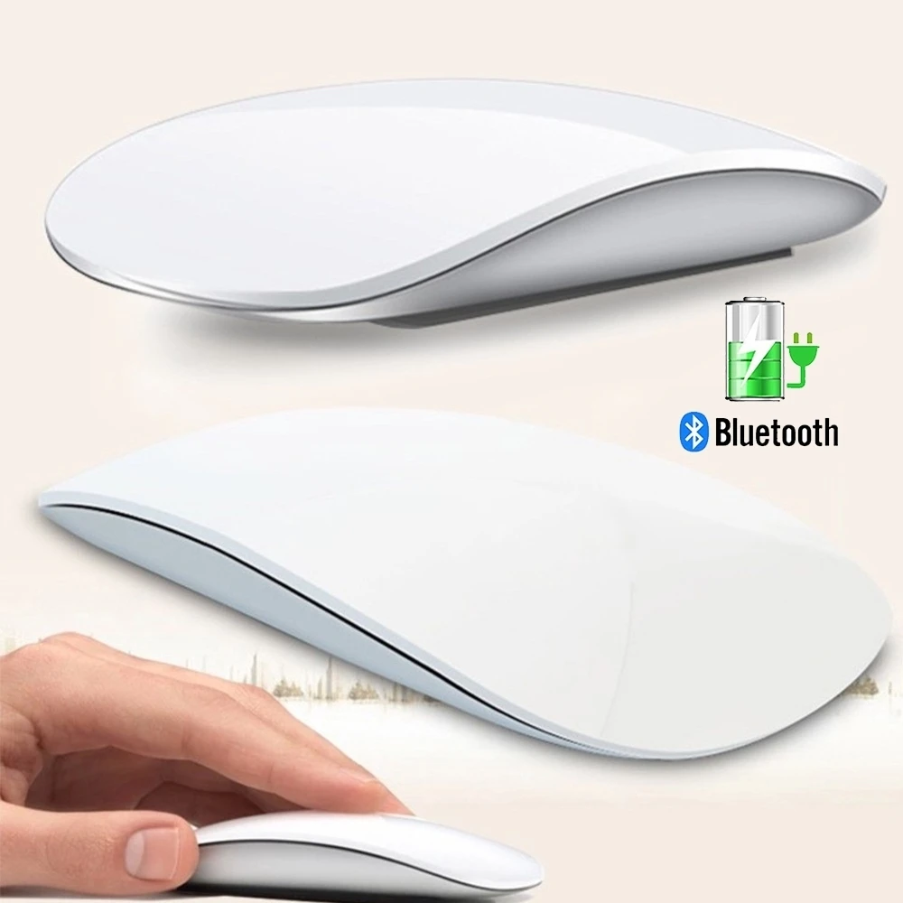 

2.4G 1600DPI Quiet Office Computer Mause Bluetooth 5.0 Wireless Mouse Rechargeable Touch Magic Slim Laser Mice For Apple Mac PC