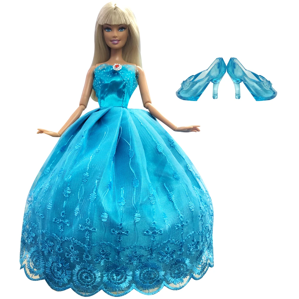 NK One Pcs Doll Princess Wedding Dress Noble Party Gown For Barbie Doll Accessories Handmake Outfit Best Gift For Girl' Doll JJ - Цвет: A