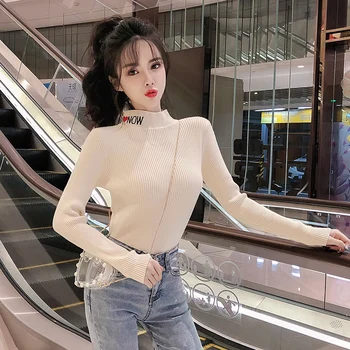 

3191 #2 Article Hair Core-Spun Yarn High Collar And a Half Thick Slim Fit Sweater