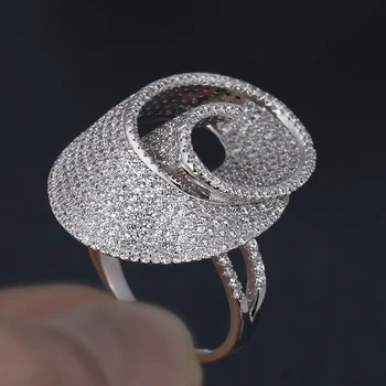 

Bride Talk New Design Irregular Shape Jewelry Ornate Mature Romance Style Rings Woman Gift Cubic Zirconia Laying Gold Color Ring