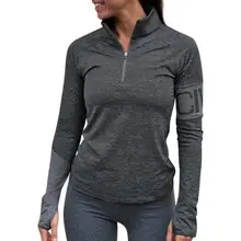 Женский стоячий воротник футболка с длинным рукавом для бега занятий спортом спортзала фитнес тренировки сексуальные повседневные Пуловеры полиэфирное волокно