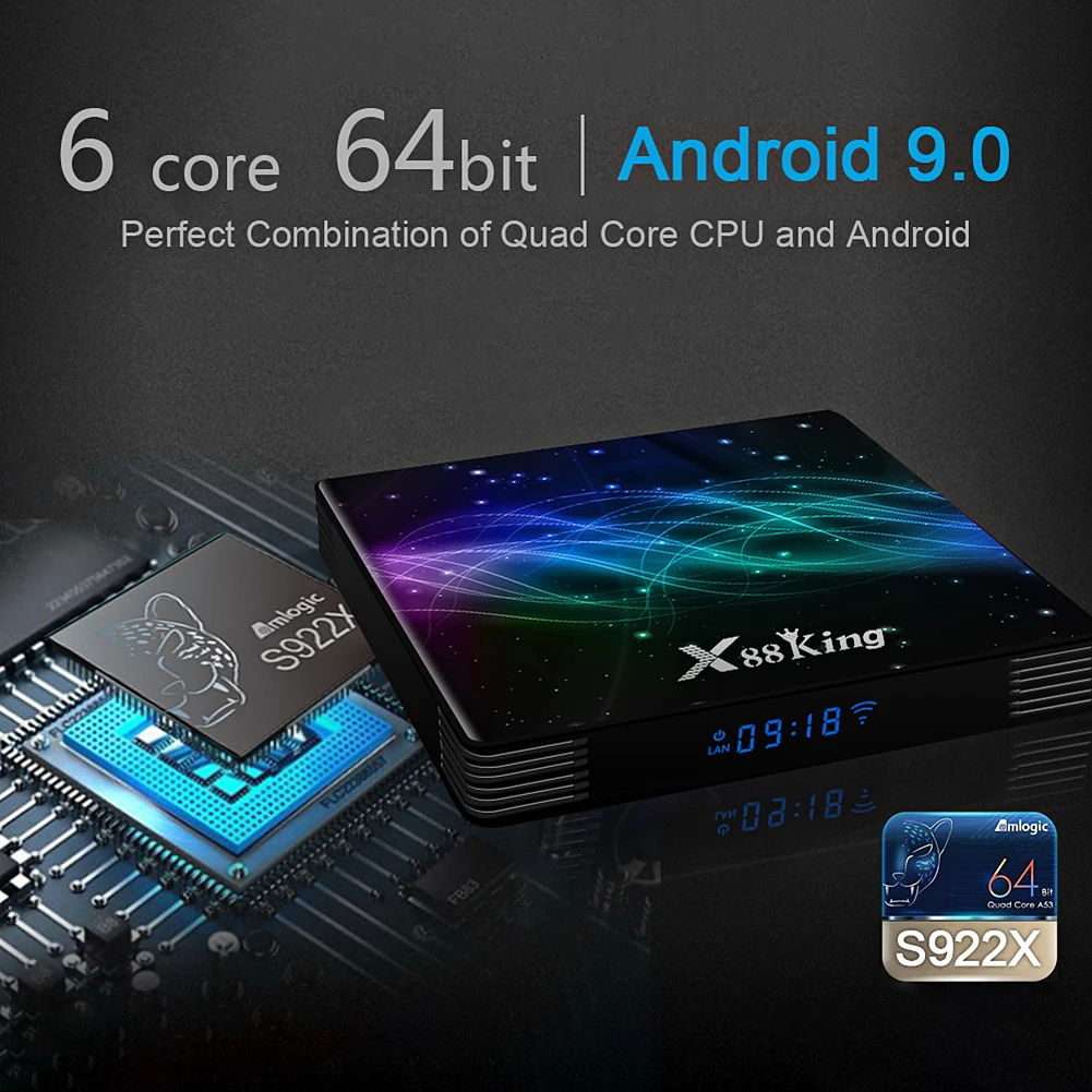 OUYAWEI X88 King tv Box 4GB LPDDR4 SDRAM 128G Flash для Amlogic S922X Android 9,0 Dual WiFi BT5.0 1000M RJ45 4K медиаплеер