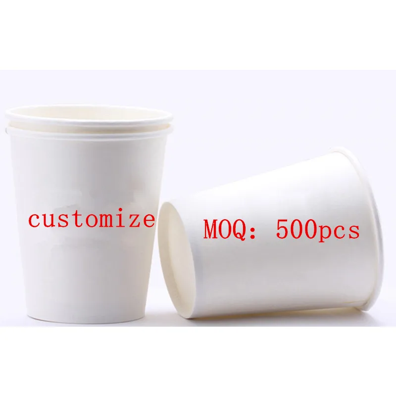 500 шт одноразовые стаканчики для кофе 7 унций/9 унций для воды, сока, напитков Комплект бумажных стаканов для домашнего и коммерческого использования ad use logo OME customize