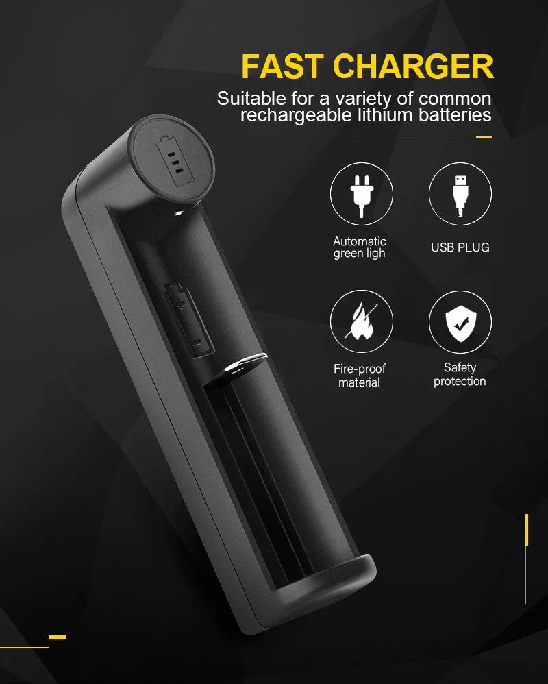 VOXLINK battery charger Smart charging 1 slot USB 18650 26650 18350 32650 21700 26700 26500 Li ion Rechargeable Battery charger_Chargers_ - AliExpress