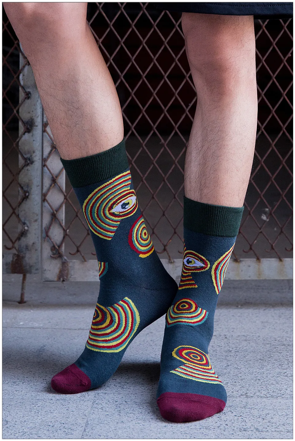 Новые мужские высококачественные забавные модные повседневные хлопковые носки с ромбовидной решеткой, 4 пары