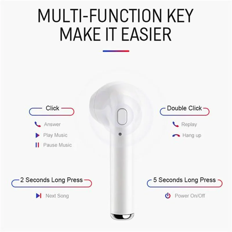 Беспроводные стереонаушники I7 Bluetooth с TWS зарядным хабом для спорта i7S bluetooth
