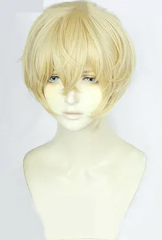 

Japanese Anime Yellow wigs Cosplay Wigs High-temperature Fiber Synthetic Hair Yellow and Black Short Hair + free wig cap