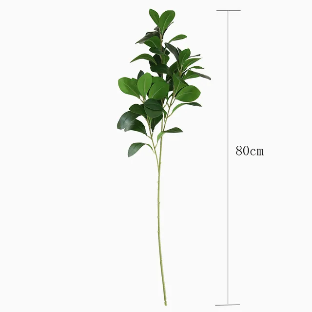 

80cm47 Leaf Artificial Tropical Plants Green Palm Tree Branch Real Touch Fake Leafs Vase Material Living Room Home Decoration